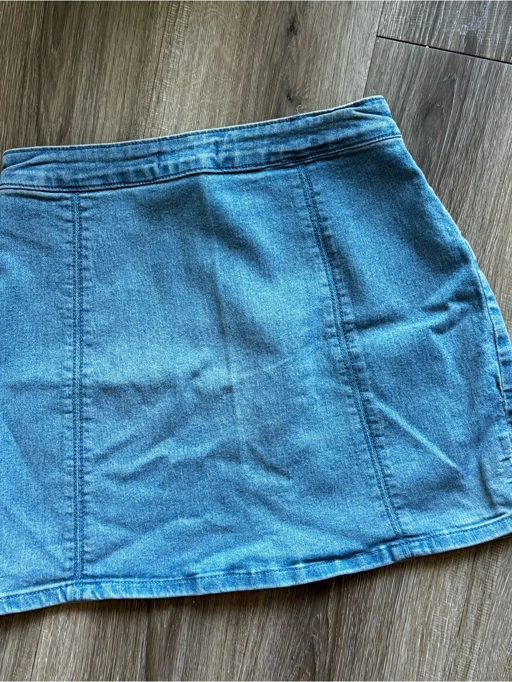 Forever 21 Blue Denim Front-Zip Mini Skirt